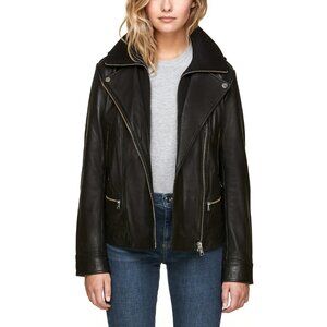 SOIA & KYO “BRANDY” MOTO BLACK LEATHER JACKET SZ SMALL